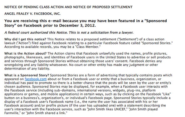 Facebook's Sponsored Stories lawsuit