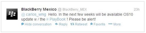 BlackBerry PlayBook BlackBerry 10 tweet