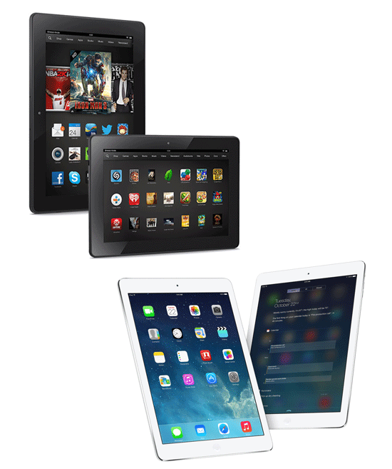 Amazon's Kindle Fire HDX 8.9 and Apple's iPad Air tablets