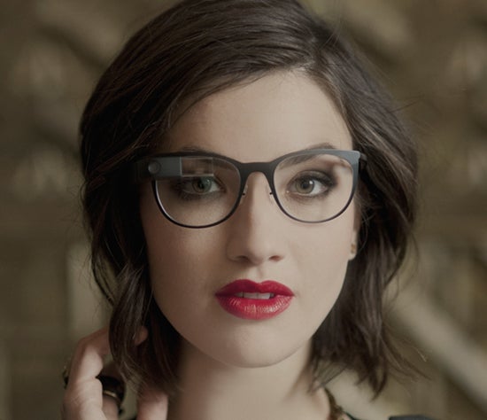 Woman wearing Google Glass