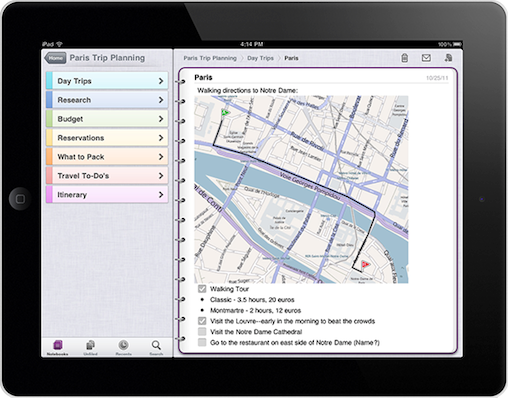 One Note for iPad