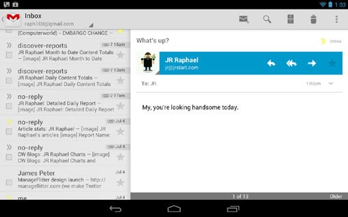 Android 4.1 Tablet Layout - Nexus 7 Gmail