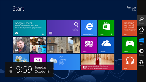 Windows 8 charms bar