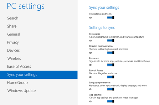 syncing settings