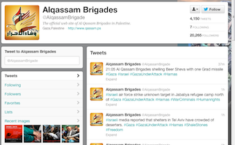 Twitter pages for Hamas Alqassam Brigade
