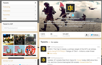 Twitter page for Israeli defense