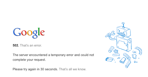 Google error page