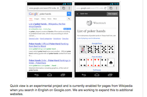 Google rolls out Quick View