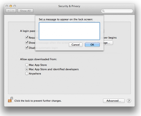 How to add a note to your login screen