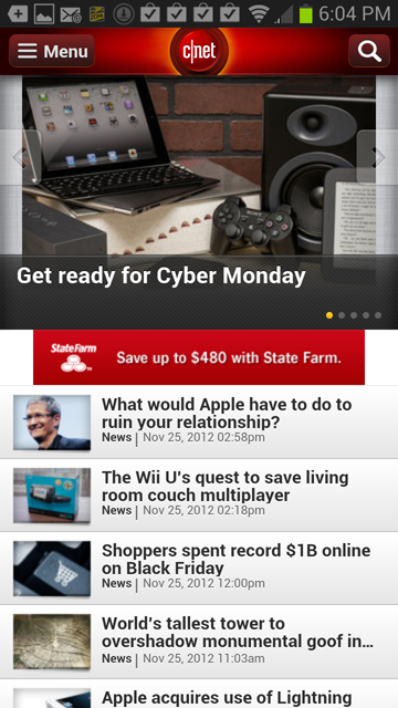 Cnet on Android 4.1