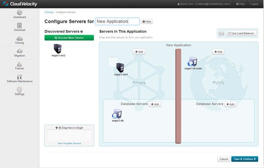 CloudVelocity Discovery screen