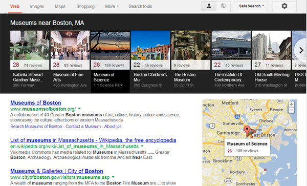 Google Local Search Carousel
