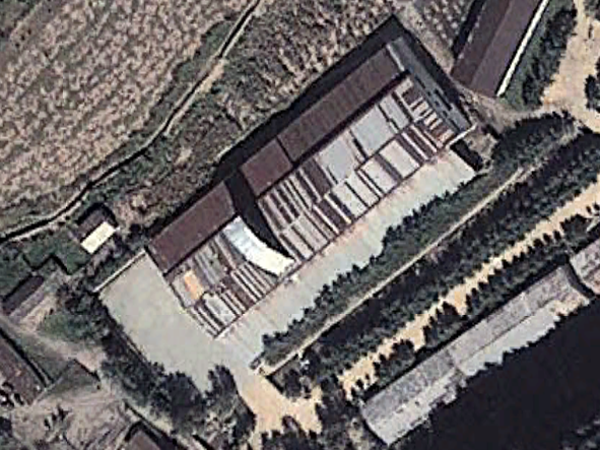 Google Earth image shows the location of one of two missile launcher factories discovered in North Korea