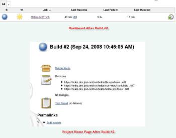 The dashboard and job home page after build #2