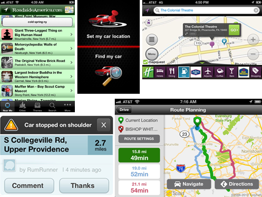 collage of iOS 6 map apps
