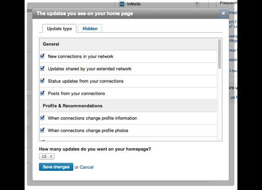 LinkedIn homepage updates