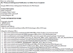 dmca copyright takedown screen
