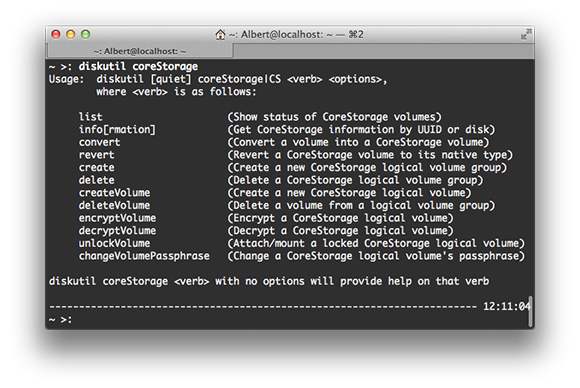 CoreStorage Terminal Commands