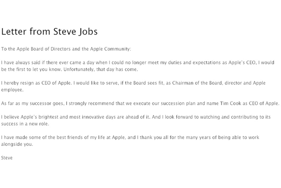 Steve Jobs S Resignation Letter