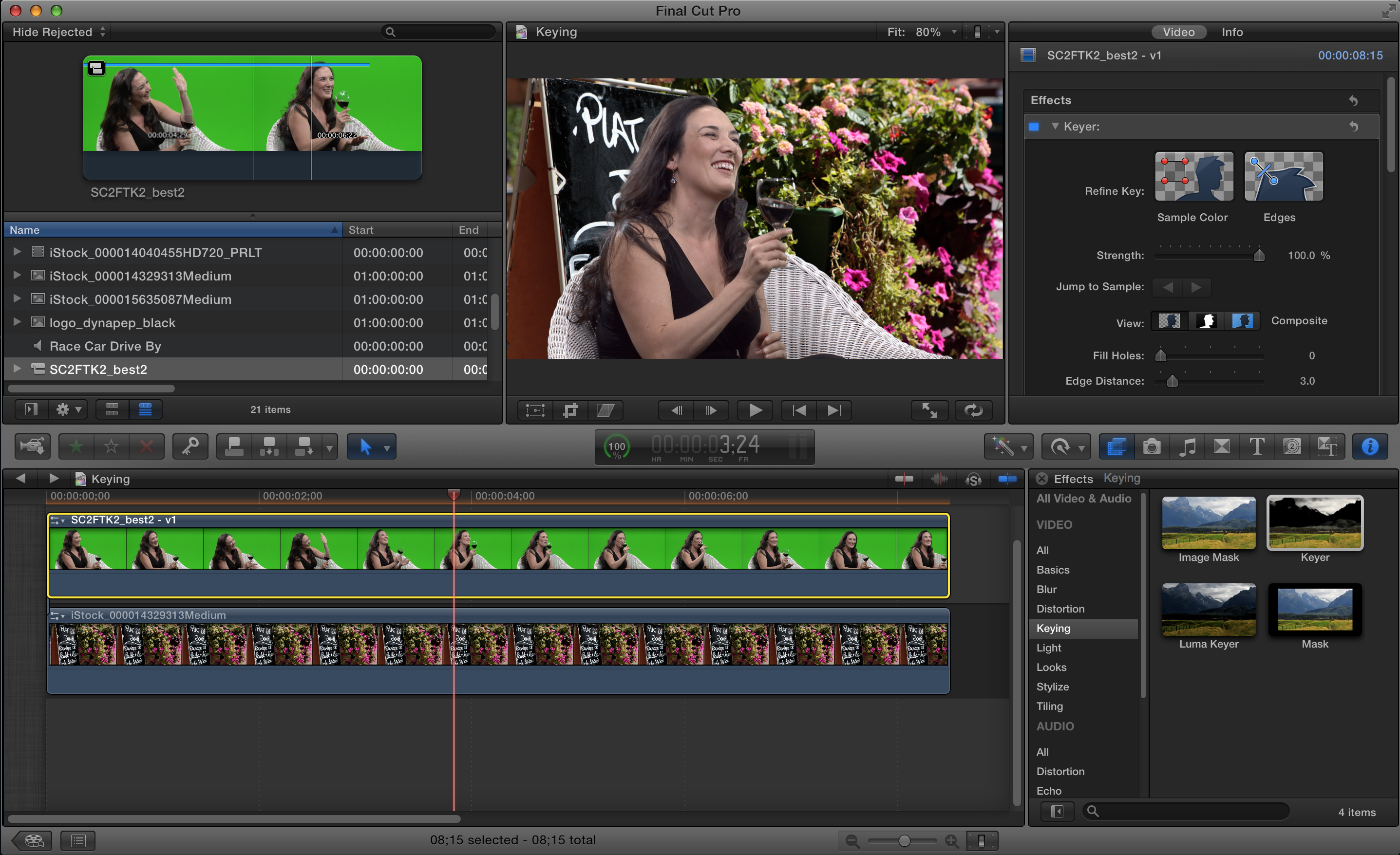 final cut pro key effect