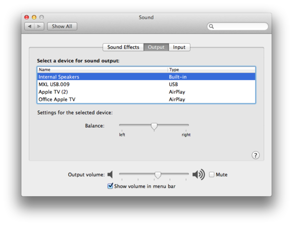mac audio output