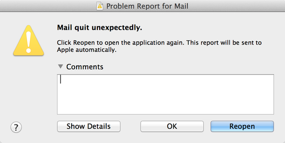 mac mail crashing