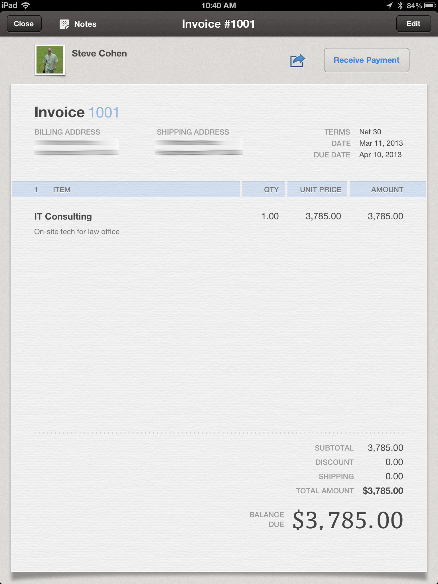 quickkbooks mobile invoicing