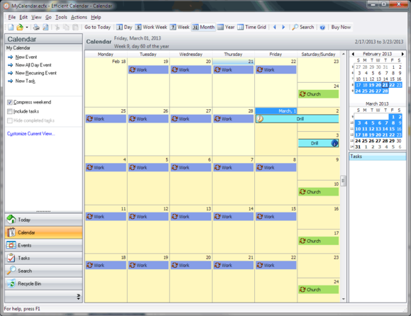 Keep your calendar out of the cloud with Efficient Calendar | PCWorld