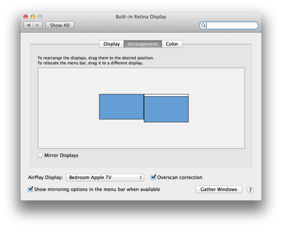 Displays control panel in Mavericks