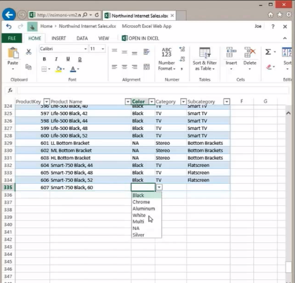 excel web app