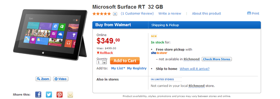 Microsoft Surface RT not sold out