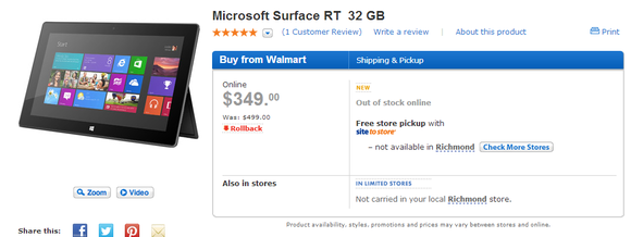 Microsoft Surface RT sold out
