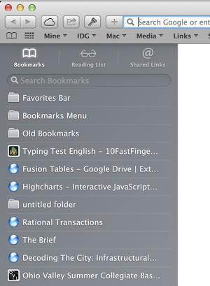 Bookmarks in Safari