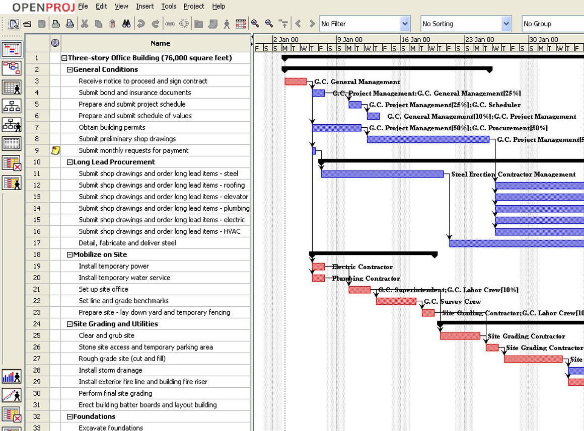 xml file opern with ms project