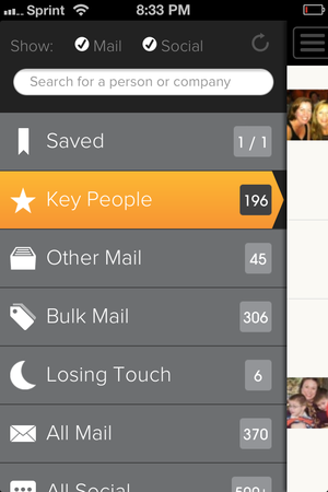 Cloze iOS interface on Sprint iPhone