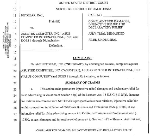 Netgear lawsuit against Asus