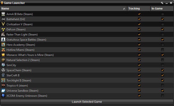 Raptr game launcher screenshot