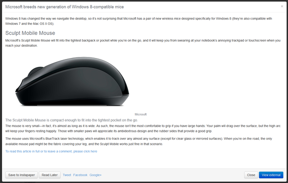 SyndiFeed article display screenshot