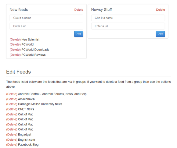 SyndiFeed add/delete feeds interface