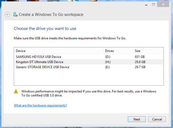 Windows To Go screenshot