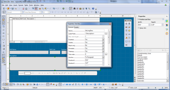 Apache OpenOffice 4.0 database screenshot
