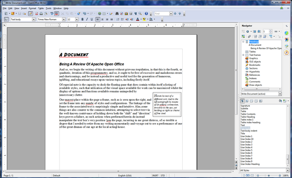 Apache OpenOffice 4.0 Write screenshot
