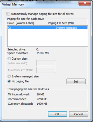 Disable virtual memory