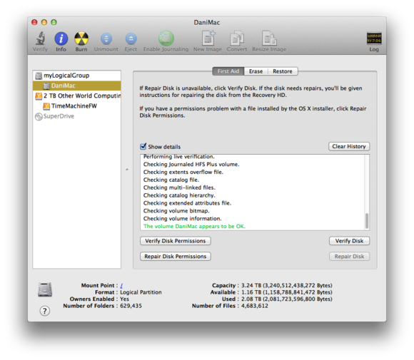 Disk Utility disk check
