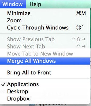 Merge All Windows in Mavericks