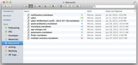 Filtering tags in Mavericks