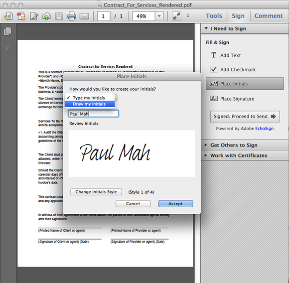Adobe PDF signature