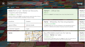 Bing Search for hertz, Windows 8