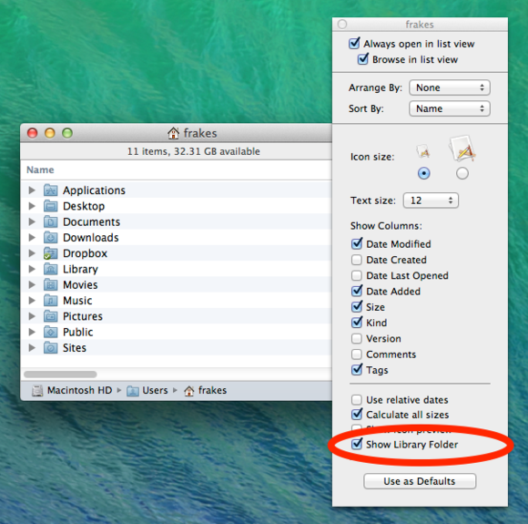 How to open user library folder on mac firefox