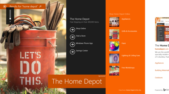 Bing Hero ad Home Depot